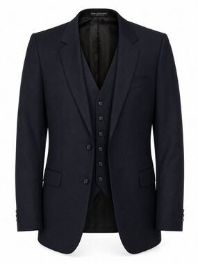 Caro Crest Men’s Navy Blazer Jacket & Matching Vest Set‎ Medium 40R No Pants